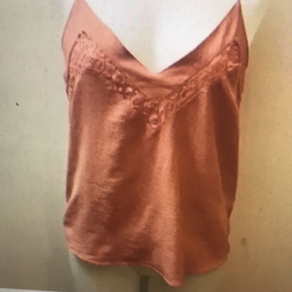 Elegant Satin Lace Trim Cami Top